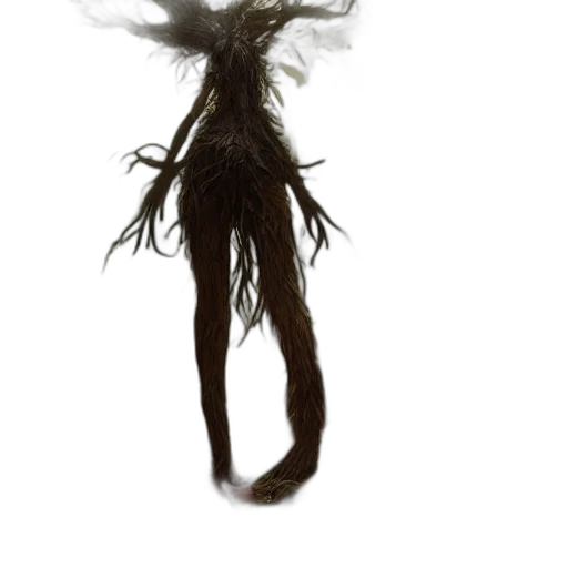 creature, hair, staff, mask transparent PNG cut-out