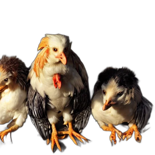animal, food, photorealistic, 3d render, concept art, cerberus, chicken transparent PNG cut-out