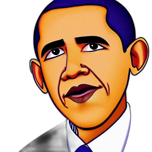 face, cartoon, photorealistic, comic book art, 3d render, obama, character transparent PNG cut-out