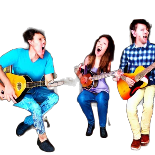 3d render, everyone, singing, playing, guitar transparent PNG cut-out