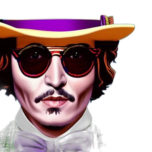 face, hat, photorealistic, cartoon, comic book art, concept art, portrait, johnny transparent PNG cut-out