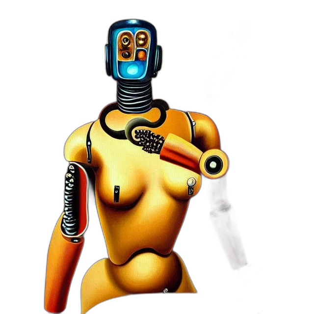 robot, dress, jewelry, weapon, concept art, cyberpunk, 3d render, pixel art transparent PNG cut-out
