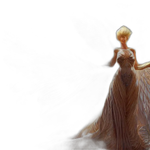dress, hair, crown, concept art, fantasy art, photorealistic, 3d render, earth tones transparent PNG cut-out