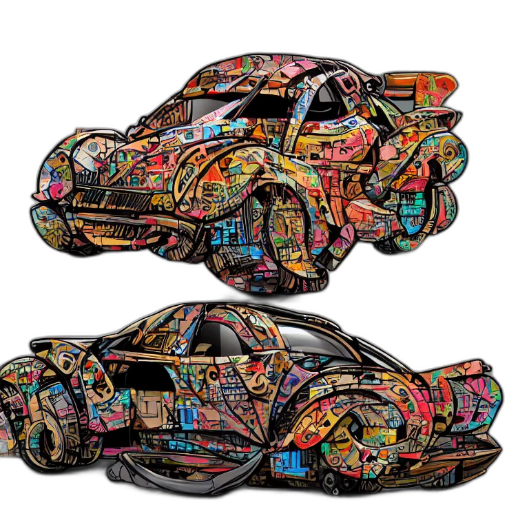 car, concept art, 3d render, cyberpunk transparent PNG cut-out