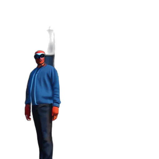 bottle, jacket, staff, hat, 3d render, concept art, pixel art, photorealistic transparent PNG cut-out