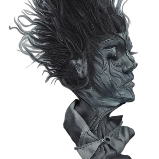 face, mask, hair, creature, cyberpunk, concept art, photorealistic, comic book art transparent PNG cut-out