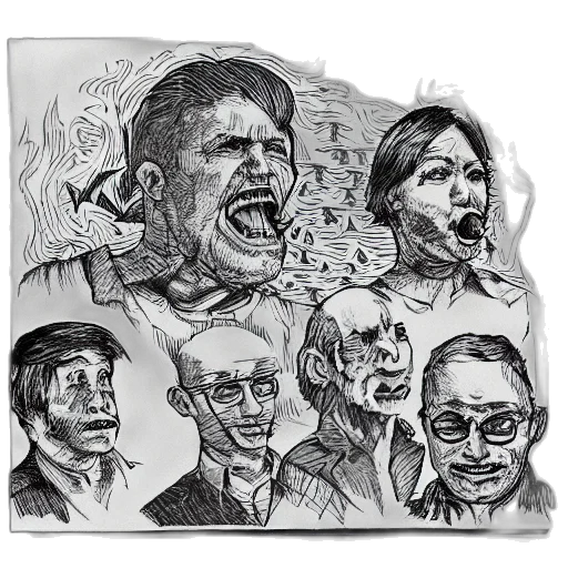 mask, face, staff, comic book art, concept art, pencil sketch, cartoon, crosshatch transparent PNG cut-out