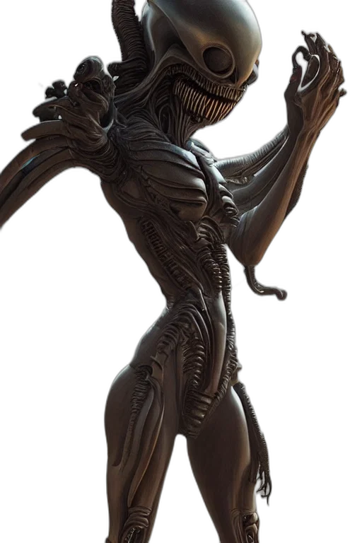 creature, animal, robot, staff, concept art, 3d render, outer space, goddess transparent PNG cut-out