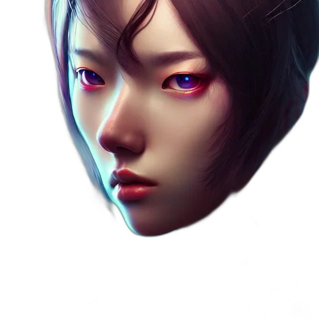 face, mask, robot, creature, photorealistic, cyberpunk, fantasy art, concept art transparent PNG cut-out