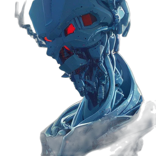 robot, face, mask, creature, concept art, 3d render, fantasy art, cyberpunk transparent PNG cut-out