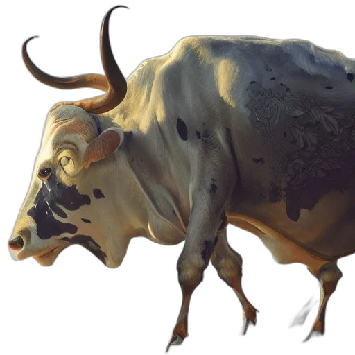 animal, creature, concept art, photorealistic, oil painting, fantasy art, cow, wings transparent PNG cut-out
