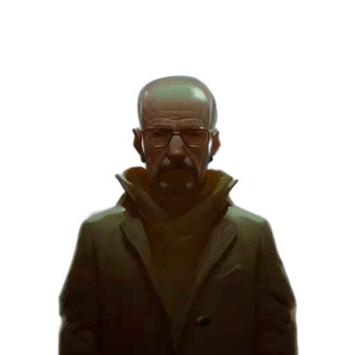 jacket, face, staff, mask, concept art, cyberpunk, comic book art, pixel art transparent PNG cut-out