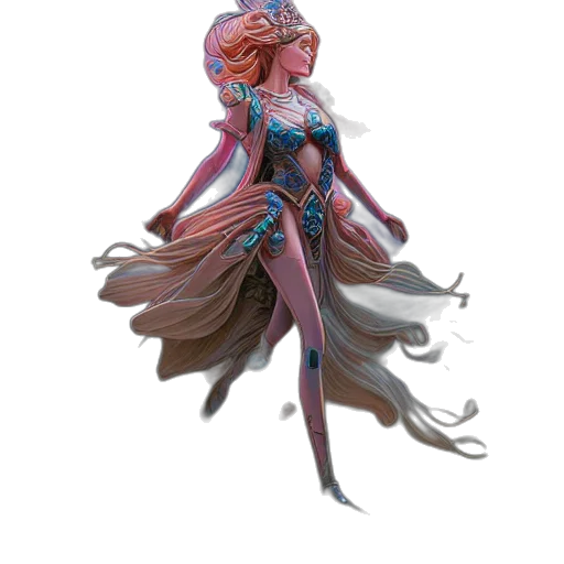 dress, staff, creature, concept art, fantasy art, pixel art, 3d render, pastel transparent PNG cut-out