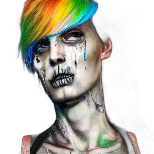 face, creature, cyberpunk, watercolor, fantasy art, photorealistic, colorful, neon transparent PNG cut-out
