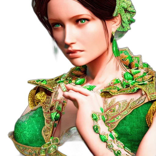 jewelry, dress, crown, face, fantasy art, photorealistic, 3d render, concept art transparent PNG cut-out