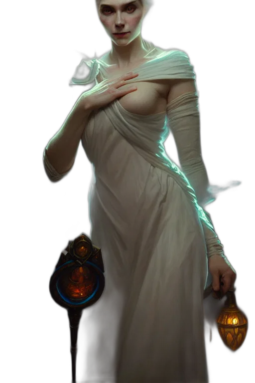 dress, staff, sword, mask, concept art, fantasy art, cyberpunk, photorealistic transparent PNG cut-out