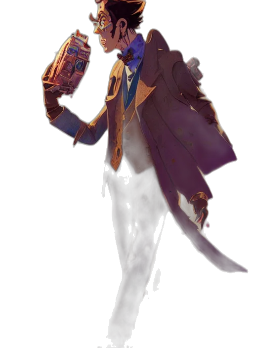 staff, weapon, mask, jacket, concept art, fantasy art, pixel art, cyberpunk transparent PNG cut-out