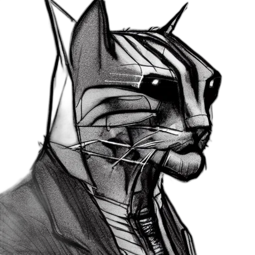 mask, animal, face, staff, cyberpunk, comic book art, concept art, pencil sketch transparent PNG cut-out