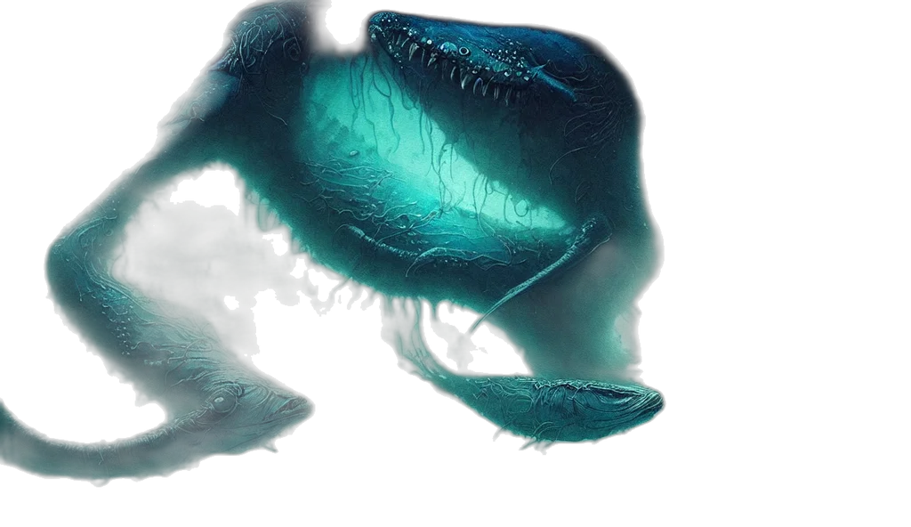 creature, mask, hair, dragon, 3d render, concept art, photorealistic, underwater transparent PNG cut-out
