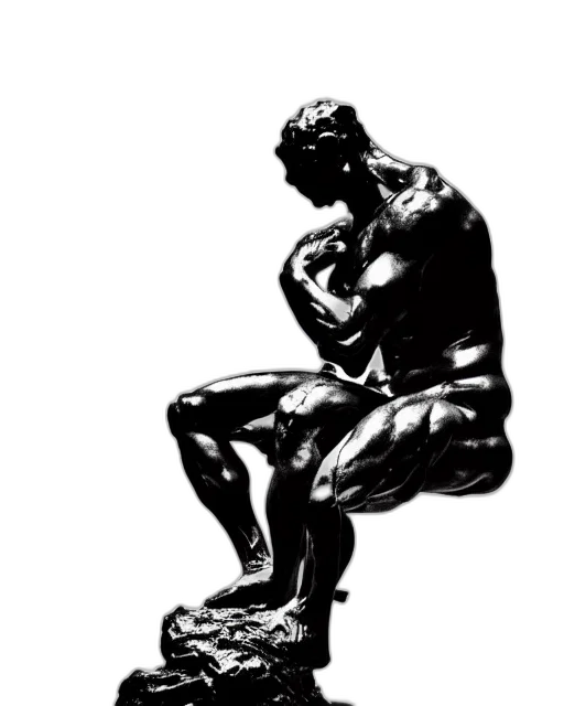 photorealistic, concept art, thinker, auguste transparent PNG cut-out