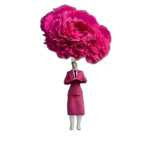 hat, dress, umbrella, flower, concept art, 3d render, giant, carnation transparent PNG cut-out