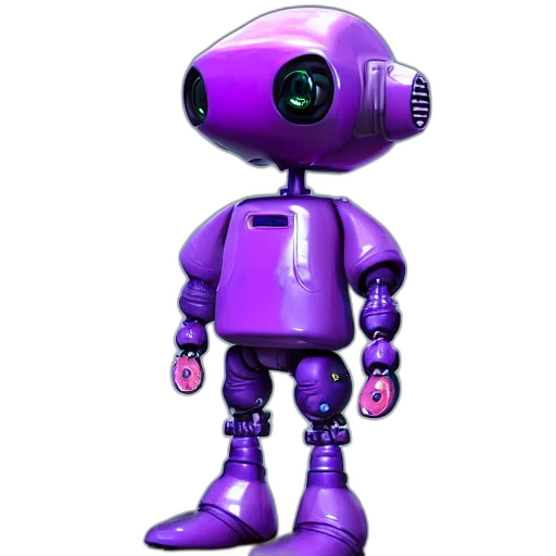 robot, 3d render, concept art, cyberpunk, vaporwave, kid, purple, jacket transparent PNG cut-out