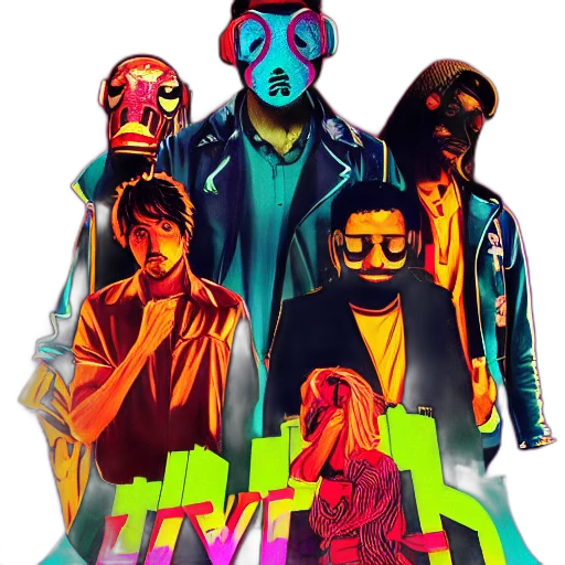 mask, jacket, cyberpunk, vaporwave transparent PNG cut-out