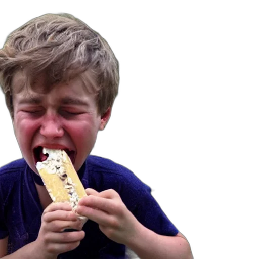 food, white, boy, screaming transparent PNG cut-out