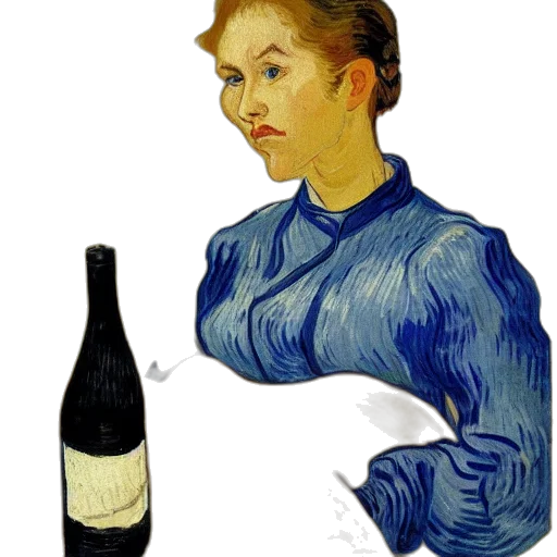 bottle, staff, face, oil painting, photorealistic, pixel art, watercolor, blue transparent PNG cut-out