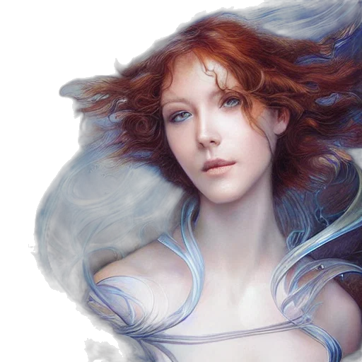dragon, fantasy art, photorealistic, oil painting, concept art, underwater, blue, pastel transparent PNG cut-out