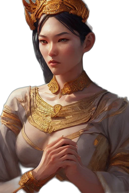 jewelry, crown, face, staff, fantasy art, concept art, photorealistic, oil painting transparent PNG cut-out