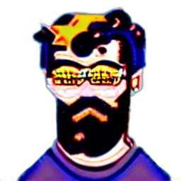 mask, face, staff, robot, pixel art, vaporwave, cartoon, concept art transparent PNG cut-out