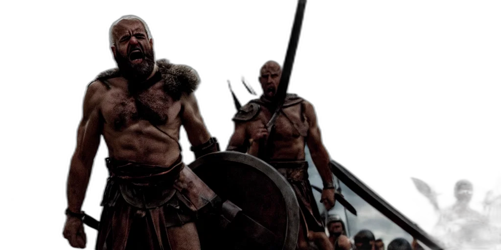 cinematic, film, still, joe, biden, leonidas, shouting, movie transparent PNG cut-out