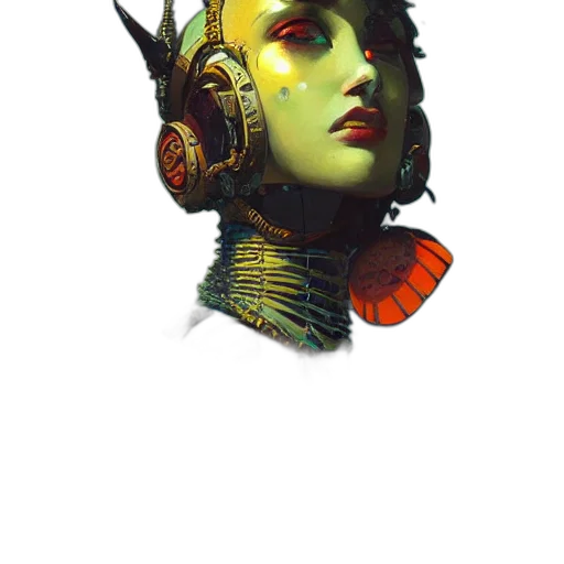 robot, face, mask, crown, cyberpunk, concept art, fantasy art, pixel art transparent PNG cut-out
