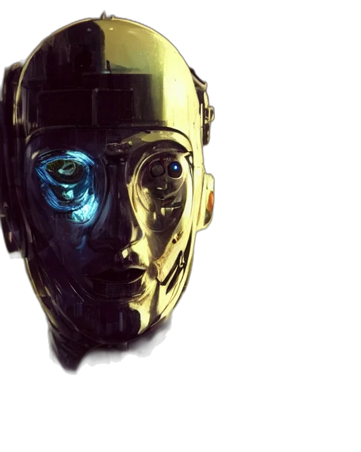 robot, face, mask, cyberpunk transparent PNG cut-out