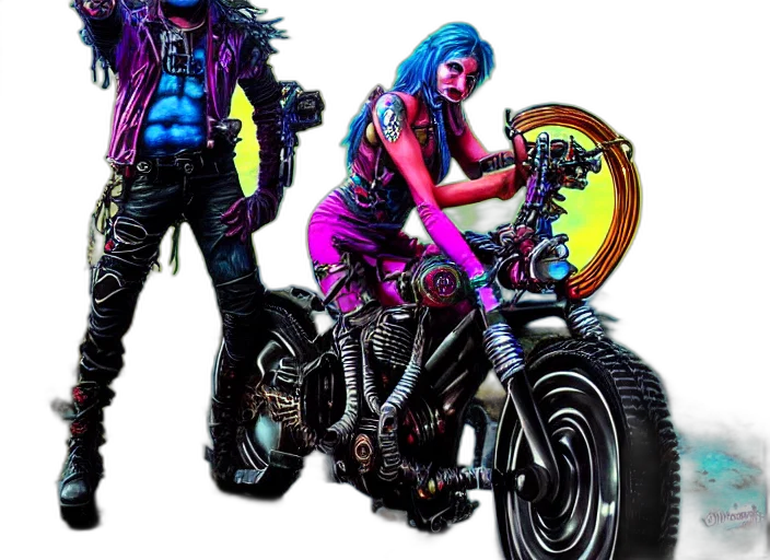 cyberpunk, comic book art, concept art, fantasy art transparent PNG cut-out