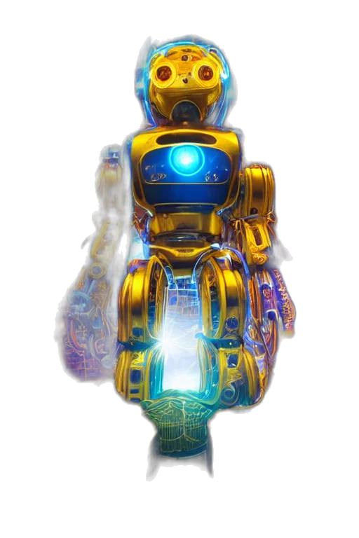 robot, weapon, staff, jewelry, concept art, 3d render, fantasy art, pixel art transparent PNG cut-out
