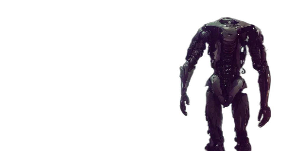 robot, creature, weapon, concept art, 3d render, cyberpunk, comic book art, outer space transparent PNG cut-out