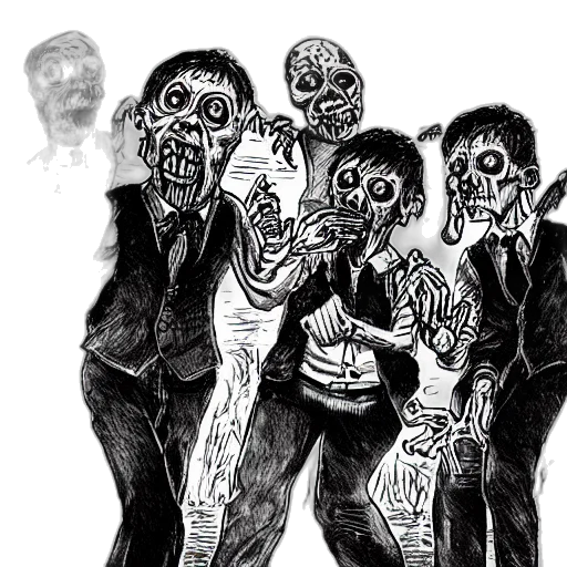 mask, staff, concept art, comic book art, pencil sketch, cartoon, zombies, funeral transparent PNG cut-out