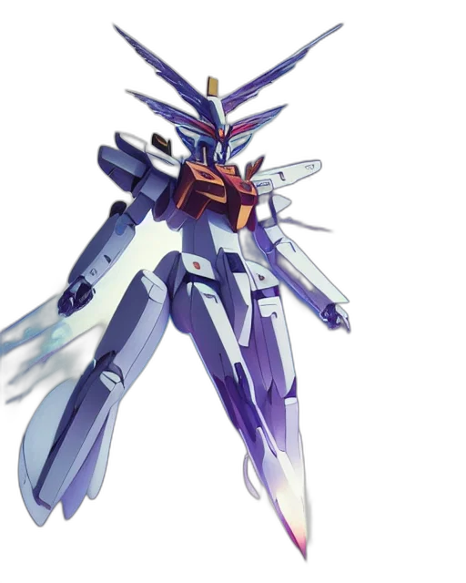 robot, weapon, sword, concept art, 3d render, anime, vaporwave, blue transparent PNG cut-out