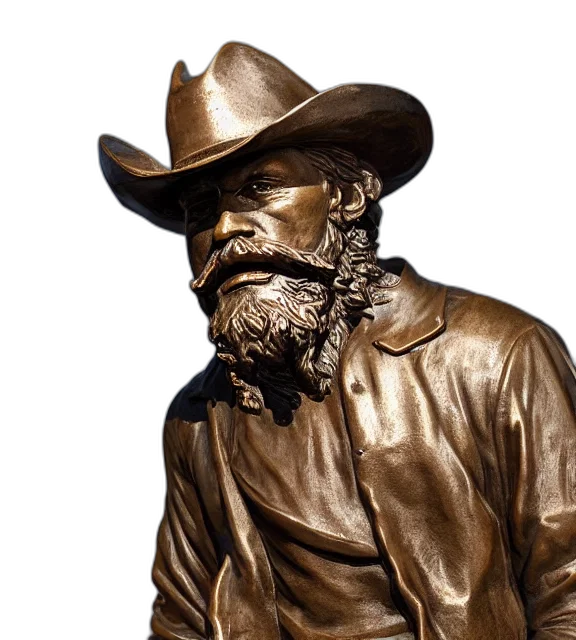 hat, photorealistic, photo, medium, shot, bronze, statue, man transparent PNG cut-out