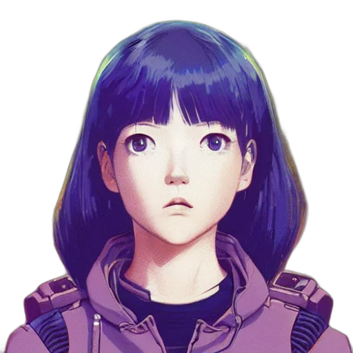 face, robot, jacket, mask, anime, pixel art, vaporwave, concept art transparent PNG cut-out