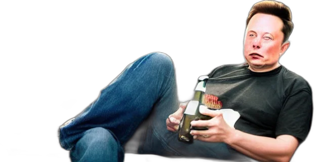 bottle, photorealistic, sad, bald, poor, elon, musk, drinking transparent PNG cut-out