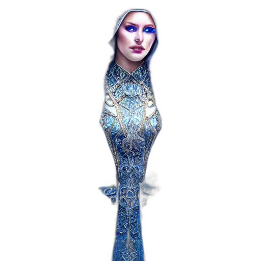 dress, jewelry, crown, staff transparent PNG cut-out