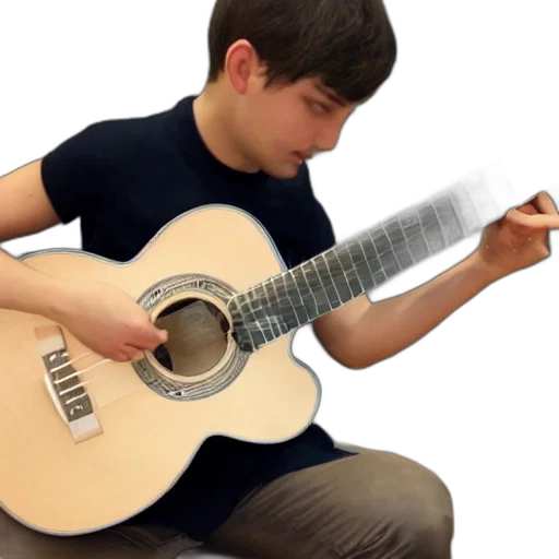 3d render, photorealistic, concept art, playing, cmaj, guitar transparent PNG cut-out