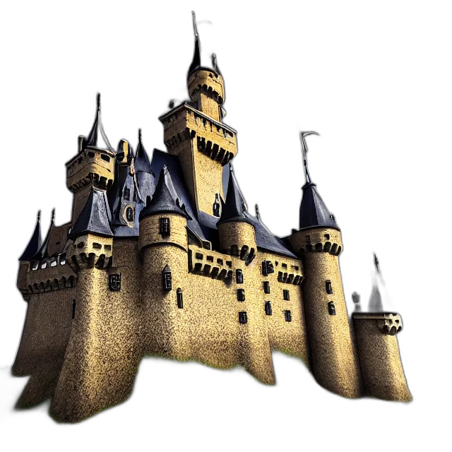 crown, building, 3d render, concept art, fantasy art, photorealistic, castle, highly transparent PNG cut-out