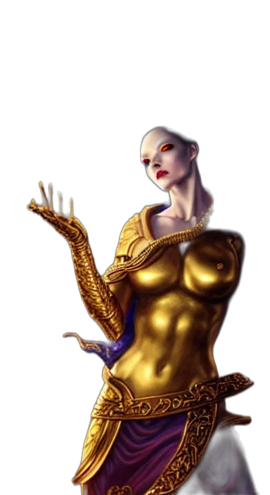 jewelry, robot, dress, staff, concept art, fantasy art, 3d render, comic book art transparent PNG cut-out