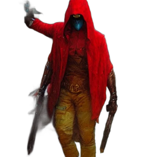 staff, creature, mask, jacket transparent PNG cut-out