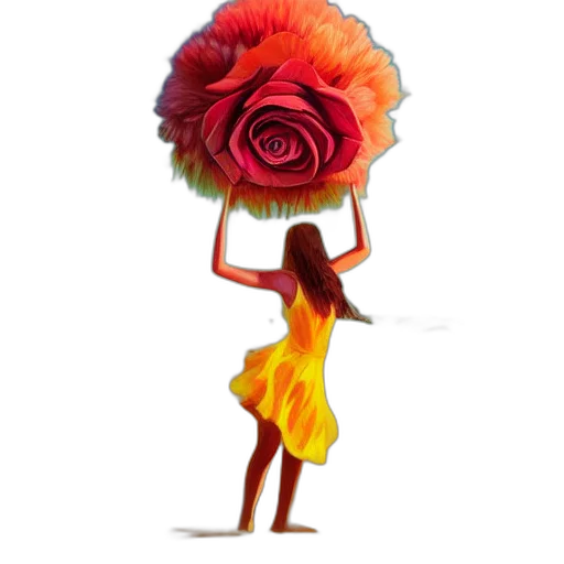 flower, dress, umbrella, hat, concept art, 3d render, pixel art, fantasy art transparent PNG cut-out