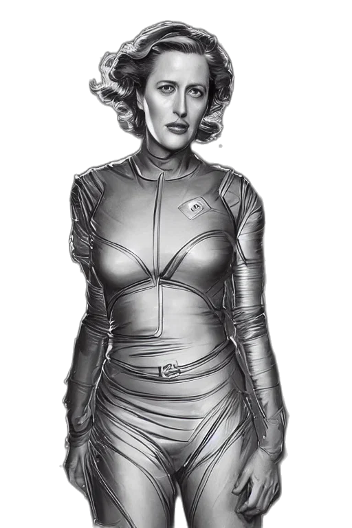 dress, robot, pencil sketch, comic book art transparent PNG cut-out
